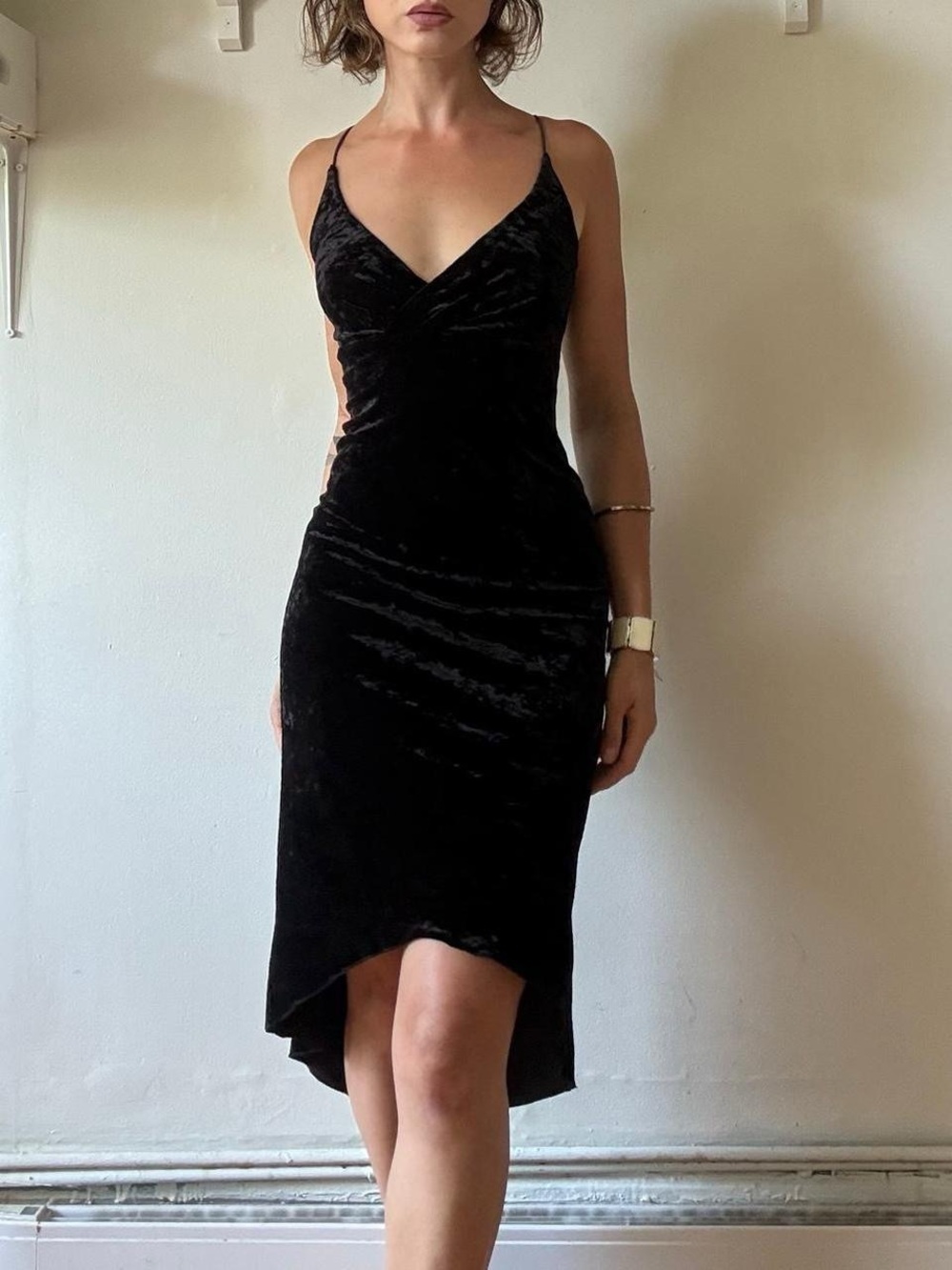 2000's velvet asymetrical midi dress — City Triangles